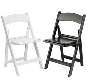 white and black padded folding chairs
