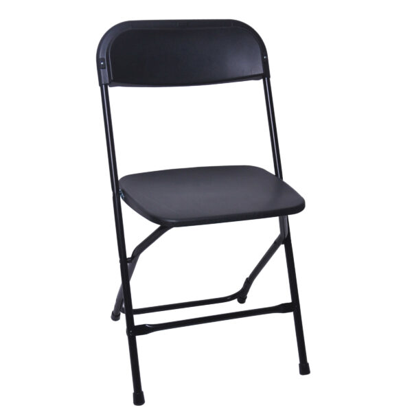 Black vinyl folding chair